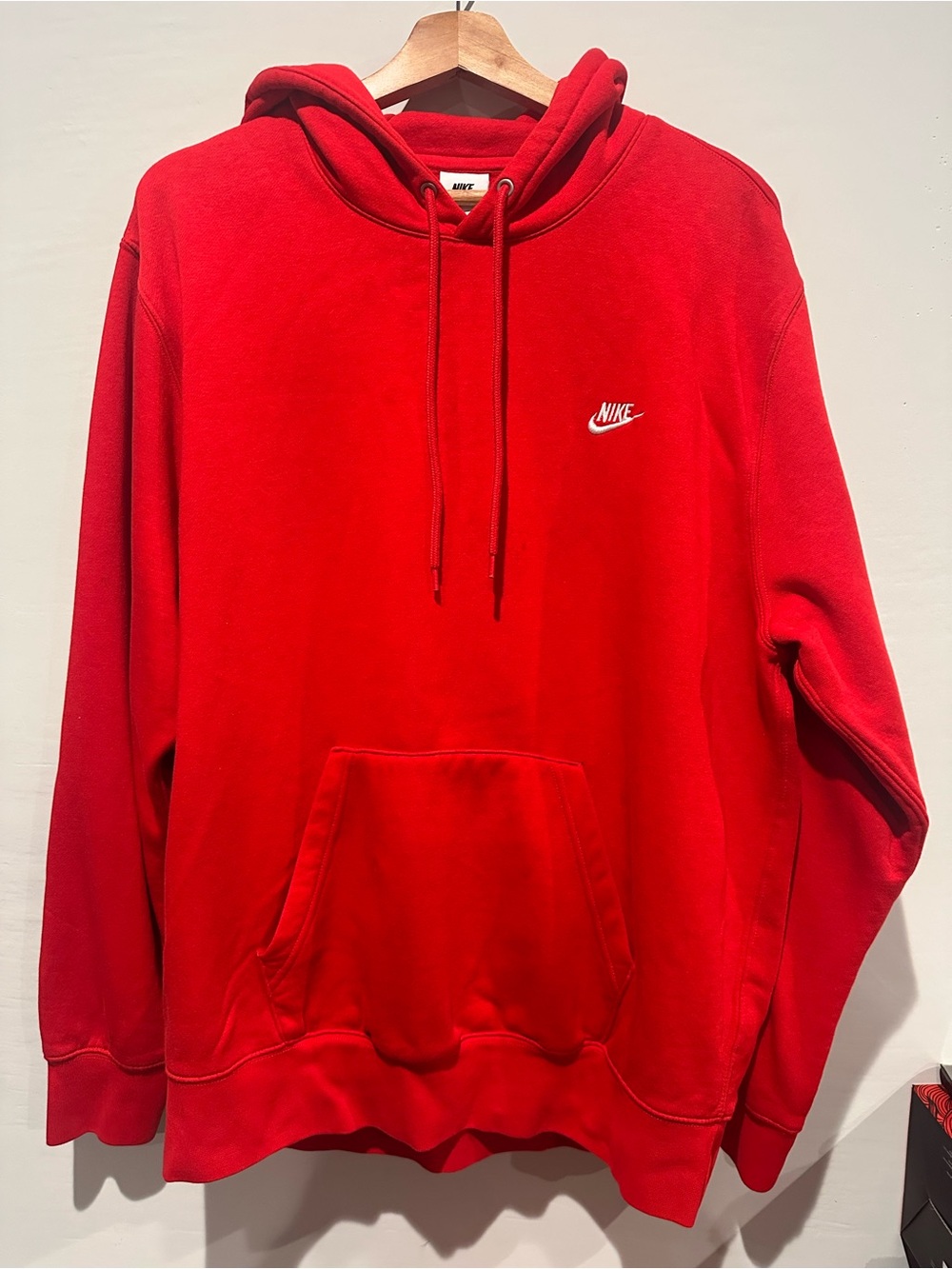 Nike Red Men's Hooded Sweatshirt with White Logo